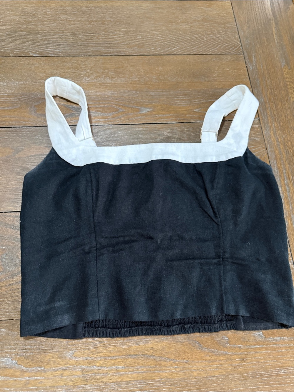 Black and White Square-Neck Crop Tank Top